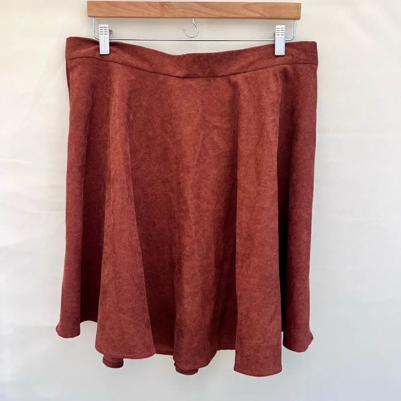 Shein Women's Button-Down Ribbed Rust Brown Corduroy Mini Skirt Size 1XL - Picture 4 of 4